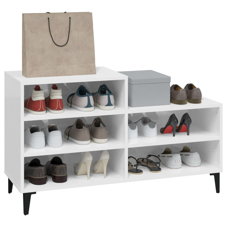 Schoenenkast 102X36X60 Cm Bewerkt Hout Hoogglans Wit