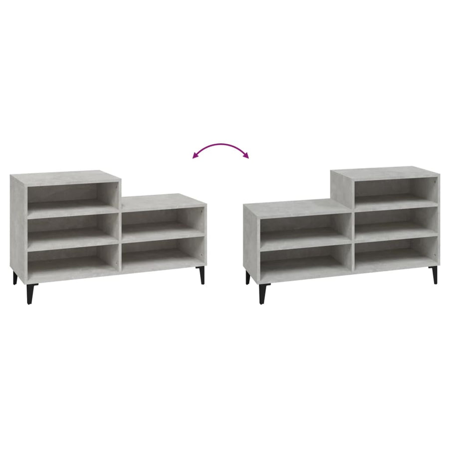 Schoenenkast 102X36X60 Cm Bewerkt Hout Betongrijs