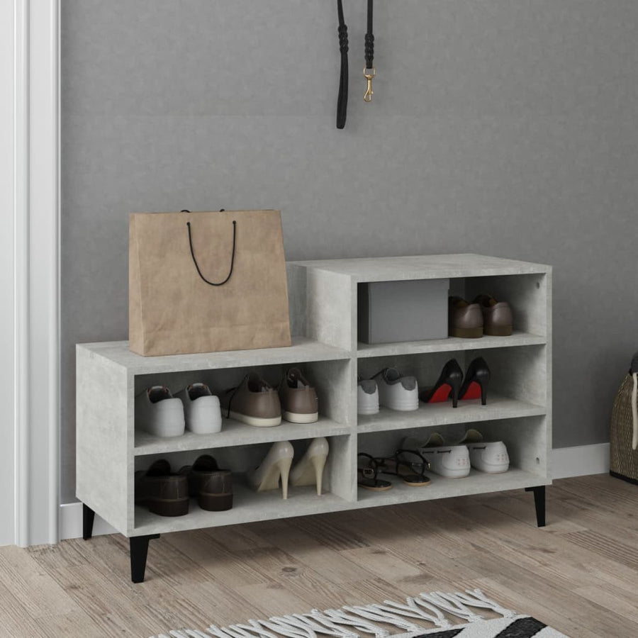 Schoenenkast 102X36X60 Cm Bewerkt Hout Betongrijs