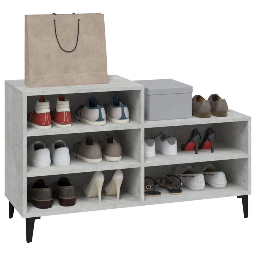 Schoenenkast 102X36X60 Cm Bewerkt Hout Betongrijs