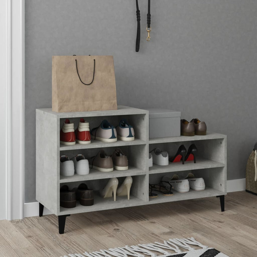 Schoenenkast 102X36X60 Cm Bewerkt Hout Betongrijs