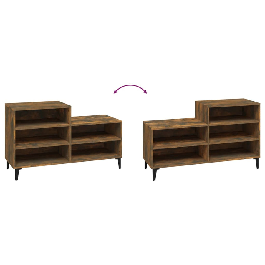 Schoenenkast 02X36X60 Cm Bewerkt Hout Kleurig Gerookt eiken