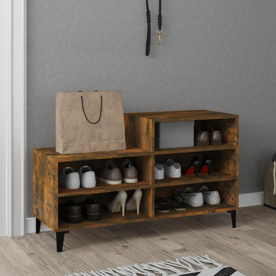 Schoenenkast 02X36X60 Cm Bewerkt Hout Kleurig Gerookt eiken