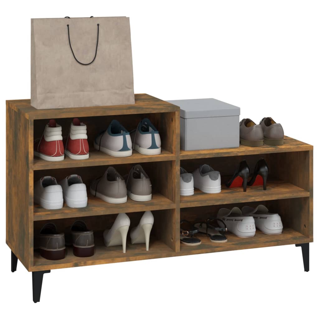 Schoenenkast 02X36X60 Cm Bewerkt Hout Kleurig Gerookt eiken