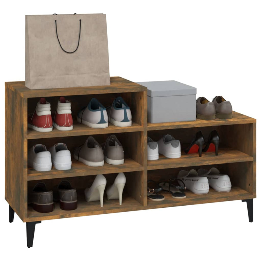 Schoenenkast 02X36X60 Cm Bewerkt Hout Kleurig Gerookt eiken