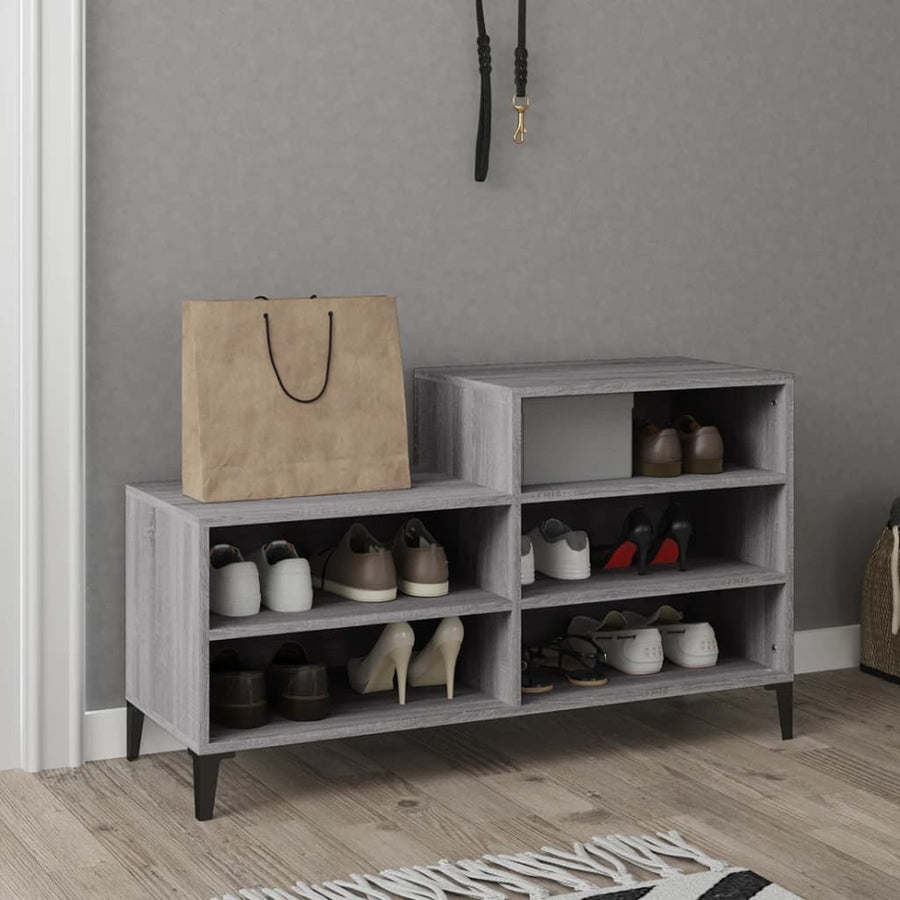 Schoenenkast 02X36X60 Cm Bewerkt Hout Sonoma Grijs Grijs sonoma