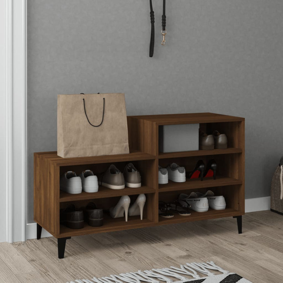 Schoenenkast 102X36X60 Cm Bewerkt Hout Bruin Eikenkleur