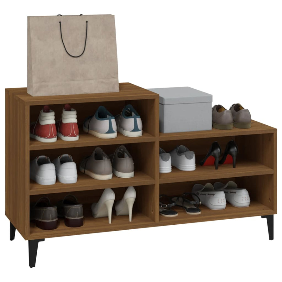 Schoenenkast 102X36X60 Cm Bewerkt Hout Bruin Eikenkleur