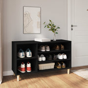 Schoenenkast 102x36x60 cm bewerkt hout zwart wandmontage