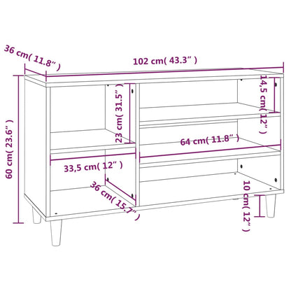 Schoenenkast 02X36X60 Cm Bewerkt Hout Sonoma Grijs Grijs sonoma