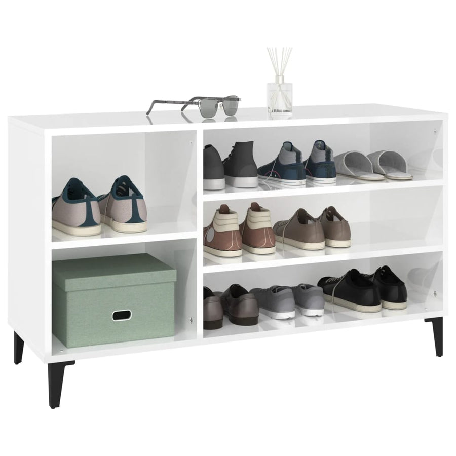 Schoenenkast 02X36X60 Cm Bewerkt Hout Hoogglans wit
