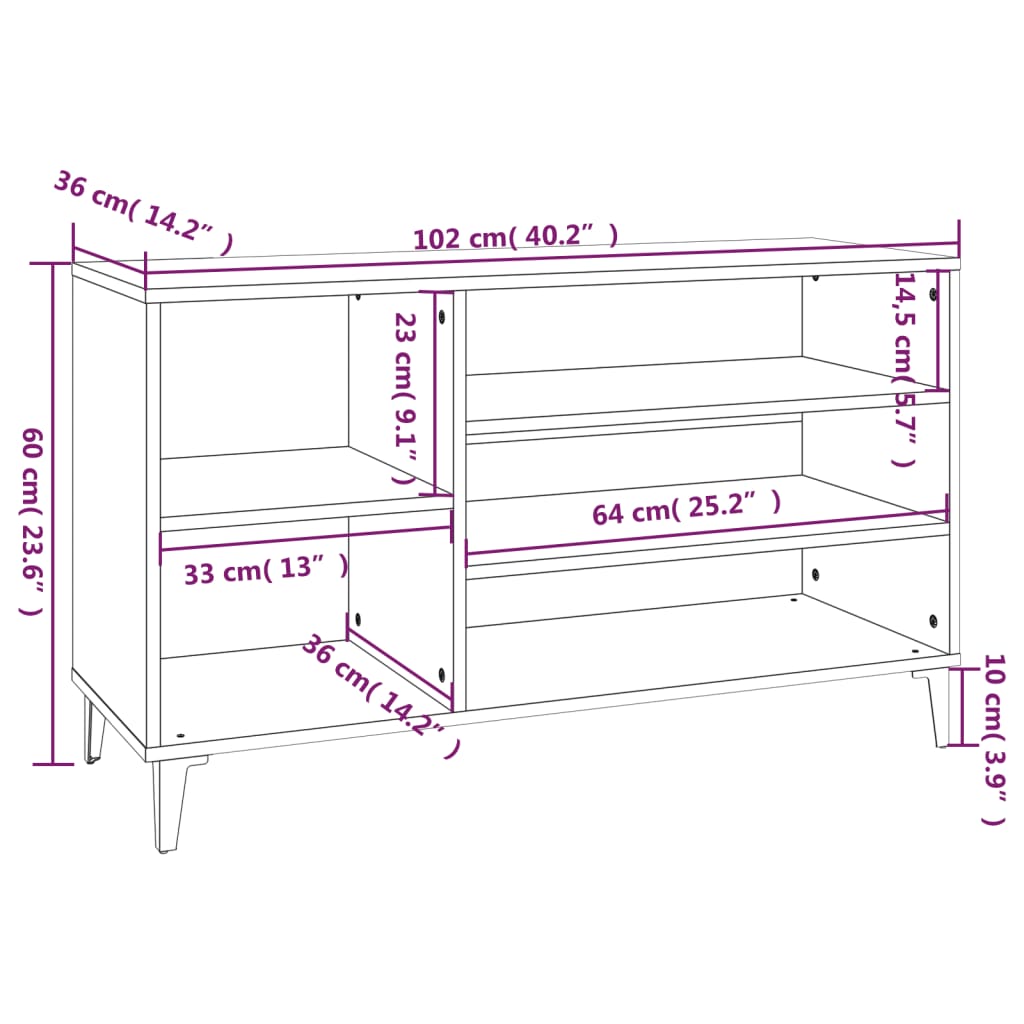 Schoenenkast 02X36X60 Cm Bewerkt Hout Hoogglans wit