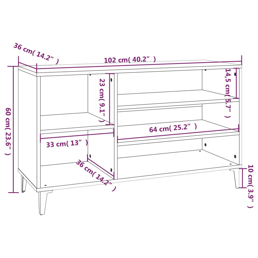 Schoenenkast 02X36X60 Cm Bewerkt Hout Hoogglans wit