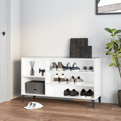 Schoenenkast 02X36X60 Cm Bewerkt Hout Hoogglans wit