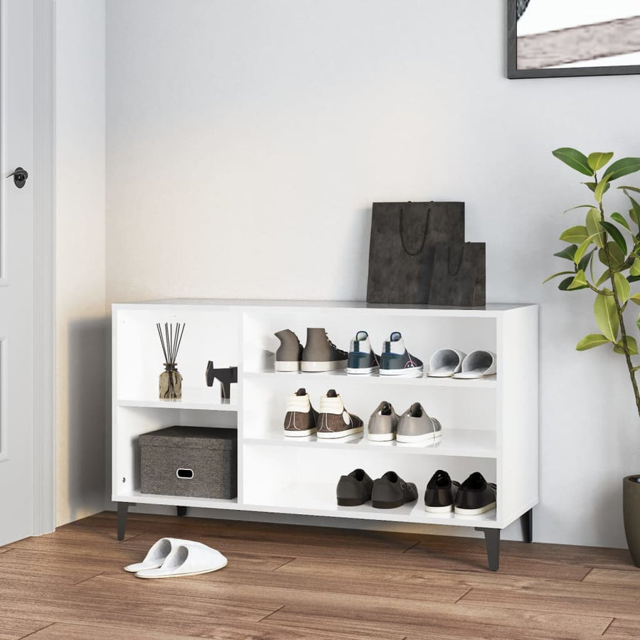 Schoenenkast 02X36X60 Cm Bewerkt Hout Hoogglans wit