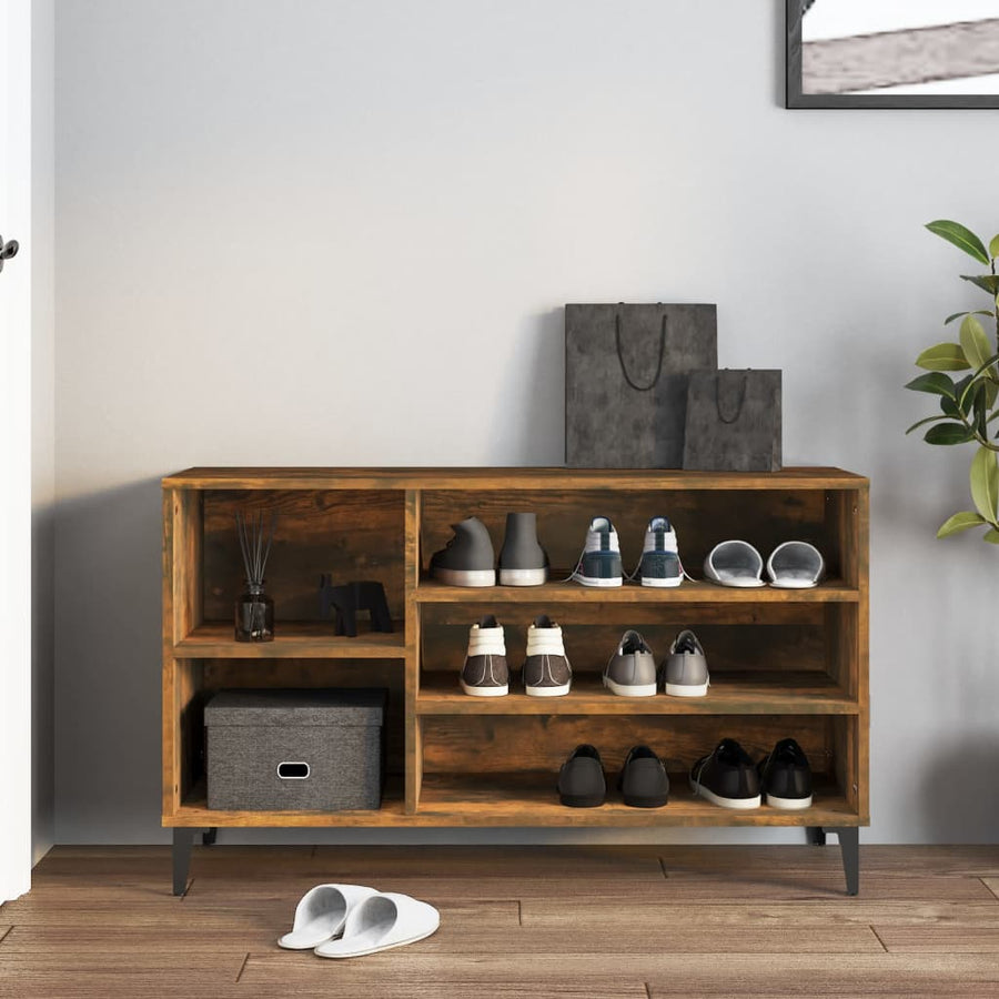 Schoenenkast 102X36X60 Cm Bewerkt Hout Gerookt Eikenkleurig