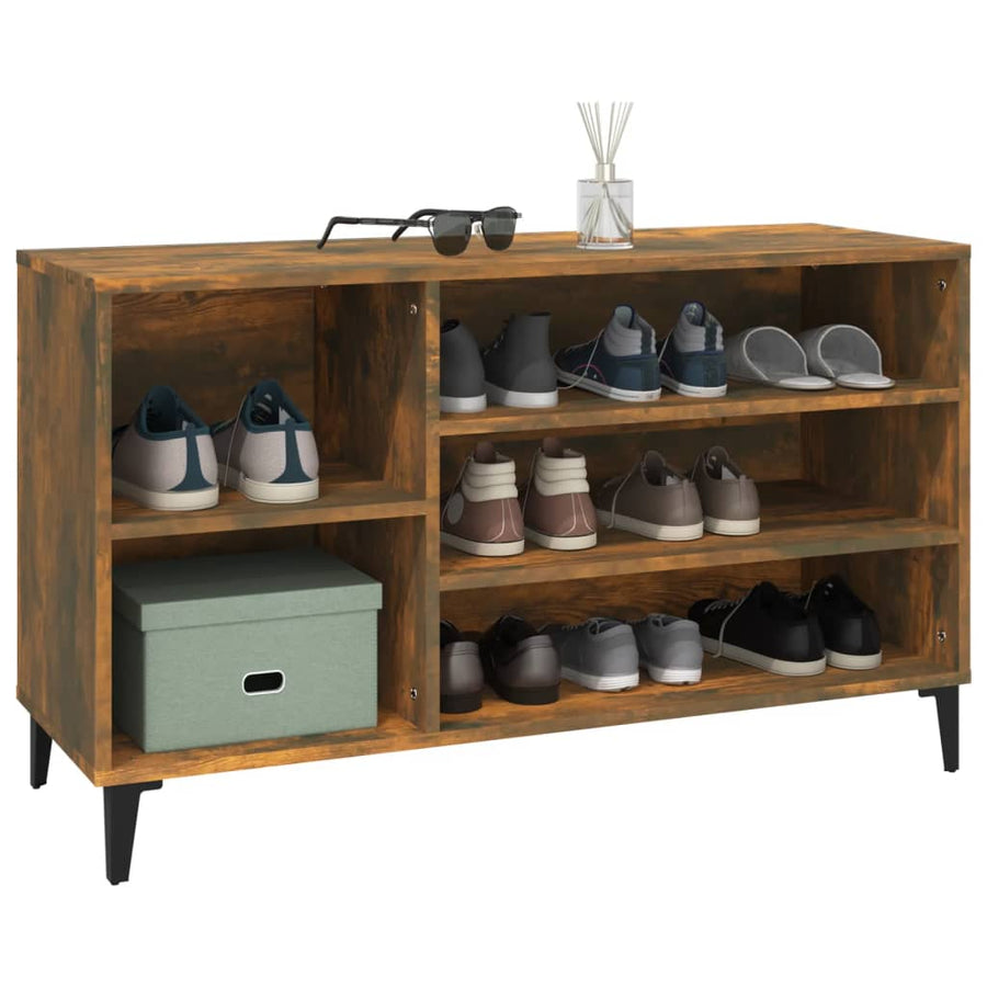 Schoenenkast 102X36X60 Cm Bewerkt Hout Gerookt Eikenkleurig