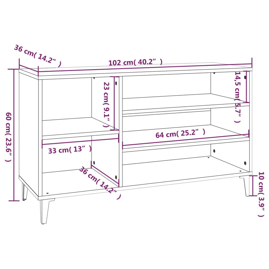 Schoenenkast 102X36X60 Cm Bewerkt Hout Bruin Eikenkleur