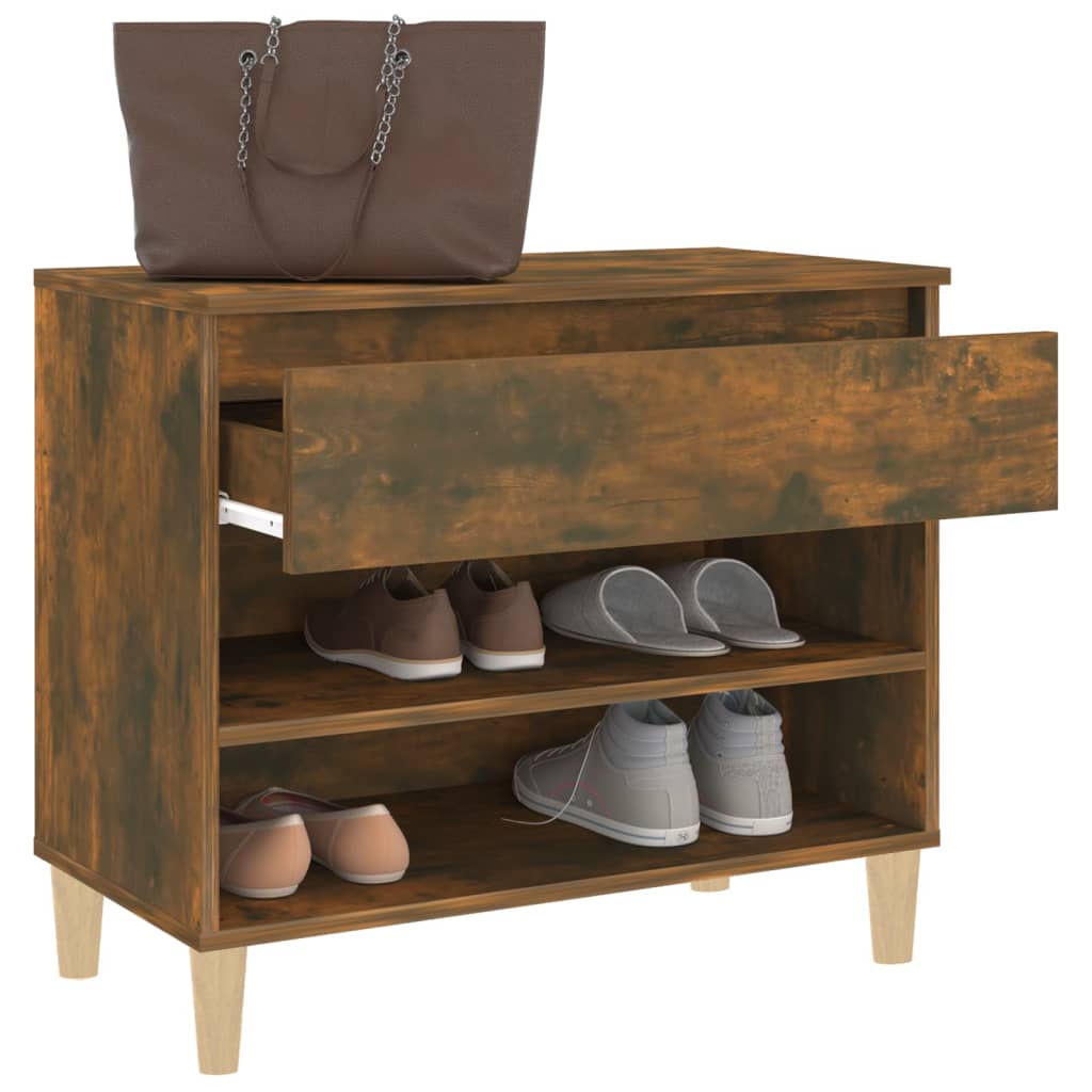 Schoenenkast 70X36X60 Cm Bewerkt Hout Kleurig Gerookt eiken