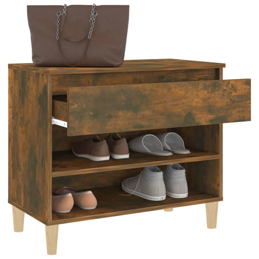 Schoenenkast 70X36X60 Cm Bewerkt Hout Kleurig Gerookt eiken