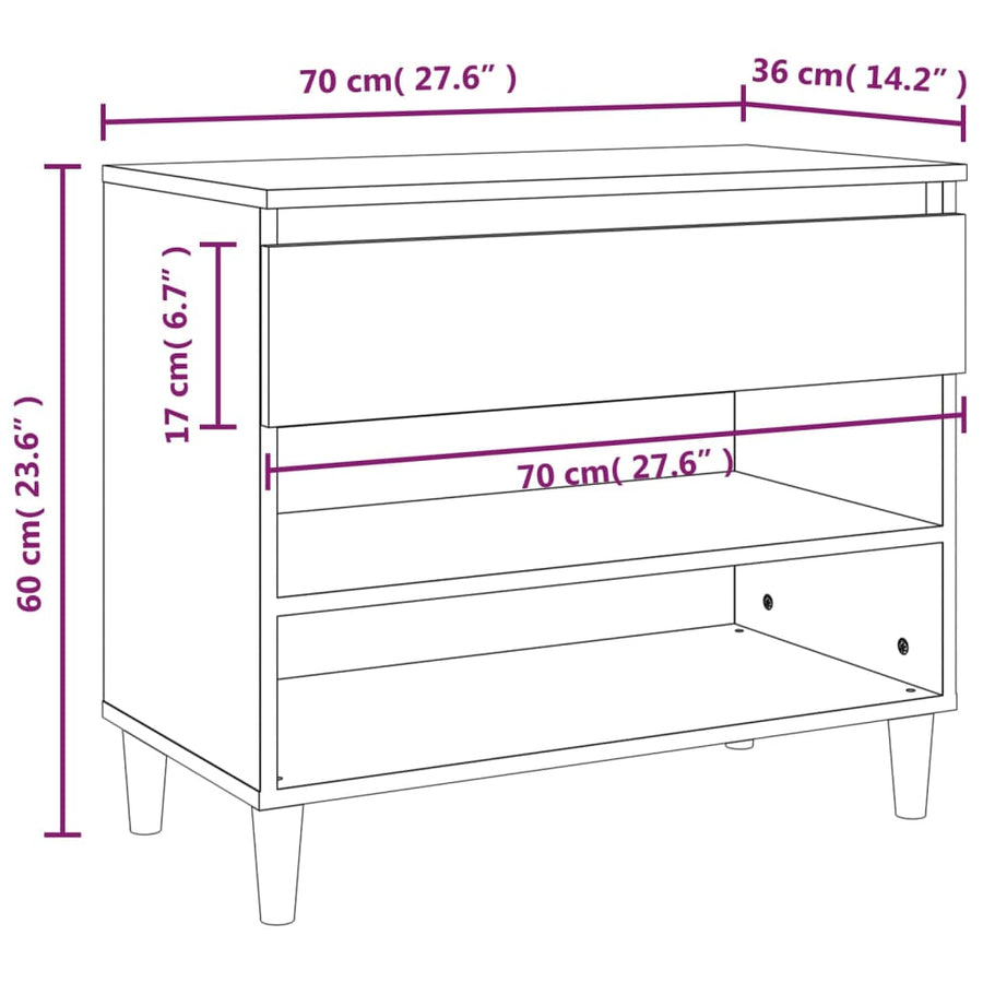 Schoenenkast 70X36X60 Cm Bewerkt Hout Kleurig Gerookt eiken