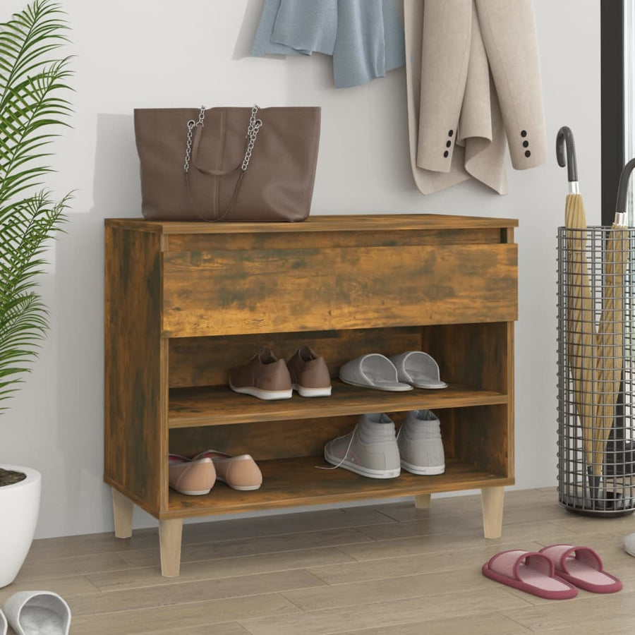 Schoenenkast 70X36X60 Cm Bewerkt Hout Kleurig Gerookt eiken