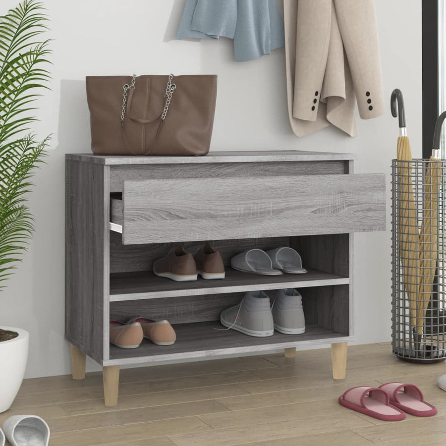 Schoenenkast 70X36X60 Cm Bewerkt Hout Sonoma Grijs