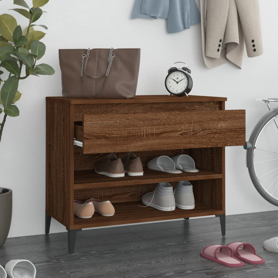 Schoenenkast 70X36X60 Cm Bewerkt Hout Gerookt Eikenkleurig