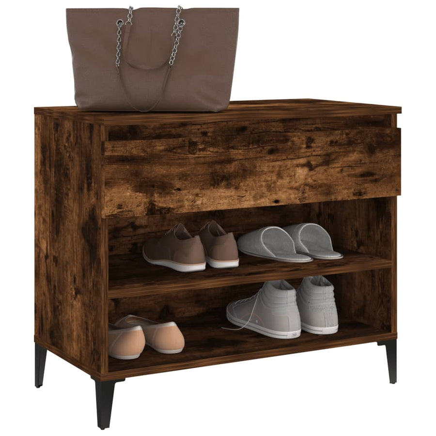 Schoenenkast 70X36X60 Cm Bewerkt Hout Gerookt Eikenkleurig