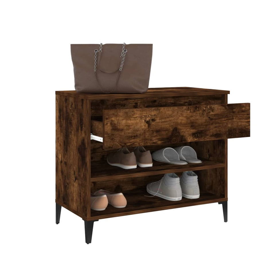 Schoenenkast 70X36X60 Cm Bewerkt Hout Gerookt Eikenkleurig