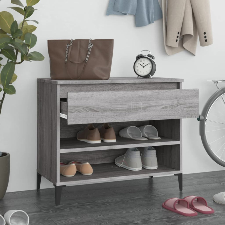 Schoenenkast 70X36X60 Cm Bewerkt Hout Sonoma Grijs