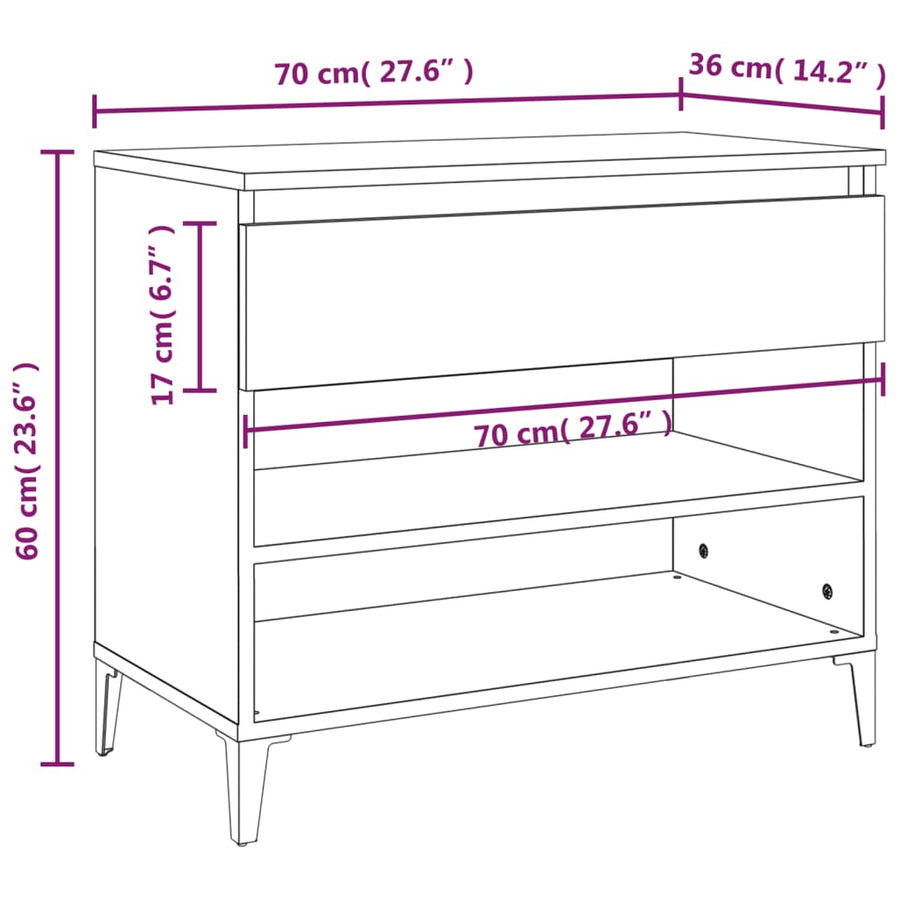 Schoenenkast 70X36X60 Cm Bewerkt Hout Sonoma Grijs
