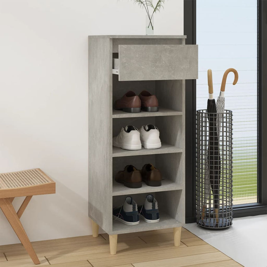 Schoenenkast 40X36X105 Cm Bewerkt Hout Betongrijs