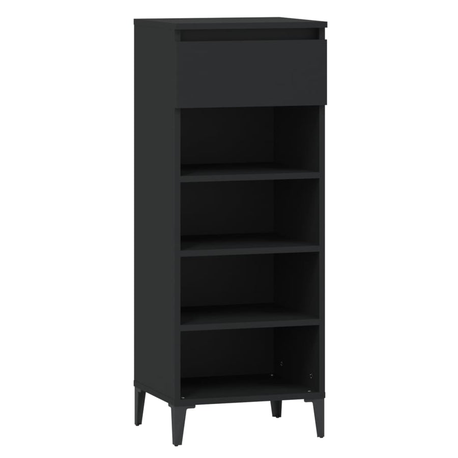 Schoenenrek 40X36X105 Cm Bewerkt Hout Zwart