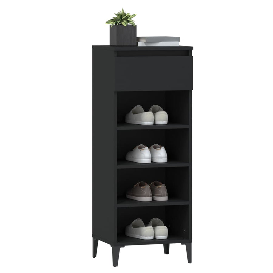 Schoenenrek 40X36X105 Cm Bewerkt Hout Zwart