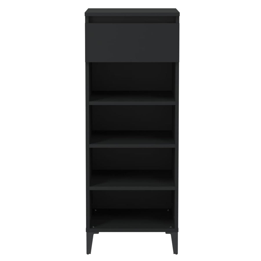 Schoenenrek 40X36X105 Cm Bewerkt Hout Zwart