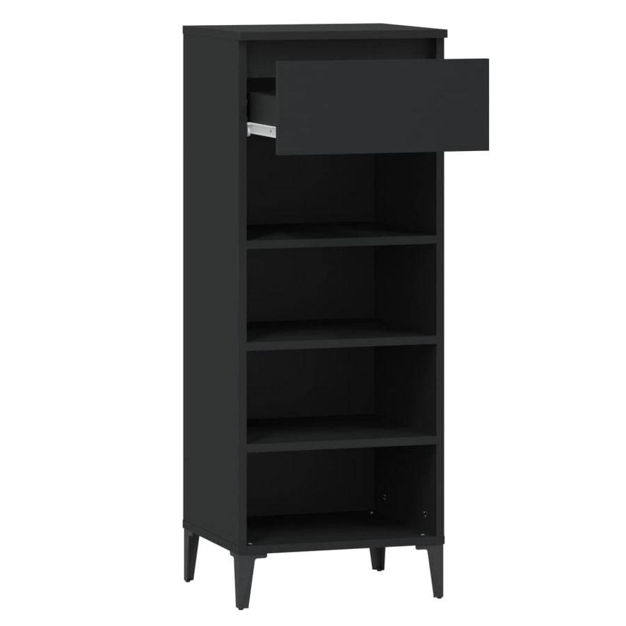 Schoenenrek 40X36X105 Cm Bewerkt Hout Zwart