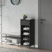 Schoenenrek 40x36x105 cm bewerkt hout zwart wandmontage