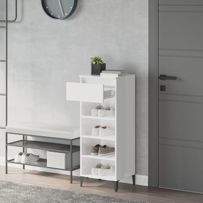 Schoenenrek 40X36X05 Cm Bewerkt Hout Hoogglans wit