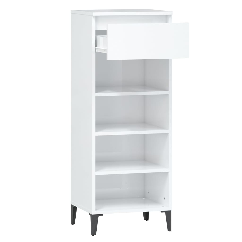 Schoenenrek 40X36X05 Cm Bewerkt Hout Hoogglans wit