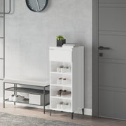 Shoe rack 40x36x105 cm carved wood high gloss white