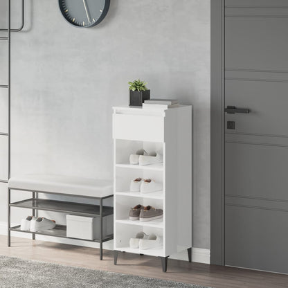 Schoenenrek 40X36X05 Cm Bewerkt Hout Hoogglans wit