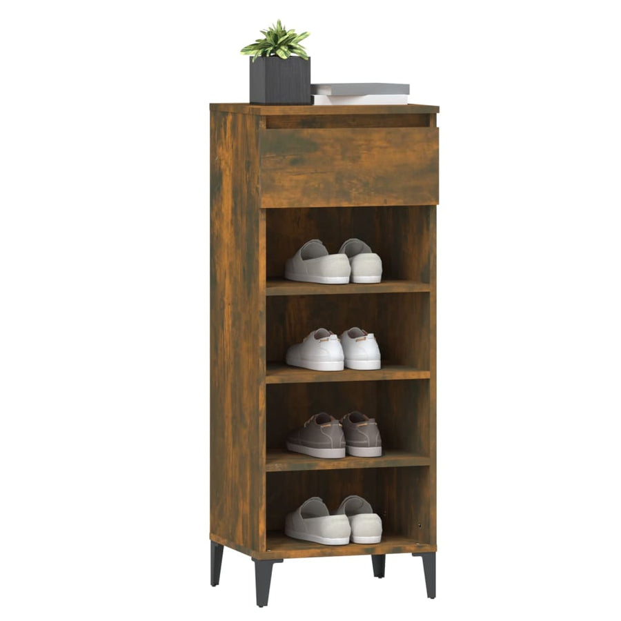 Schoenenrek 40X36X105 Cm Bewerkt Hout Gerookt Eikenkleurig