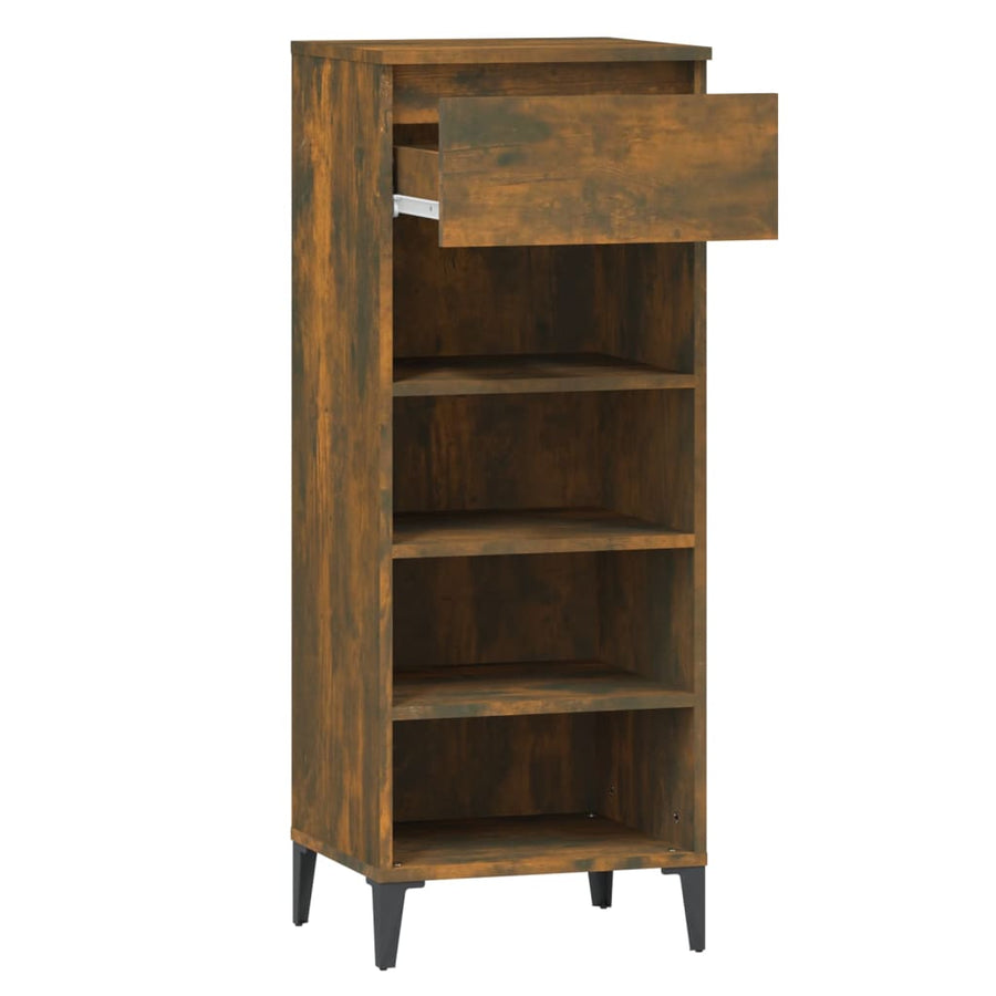 Schoenenrek 40X36X105 Cm Bewerkt Hout Gerookt Eikenkleurig