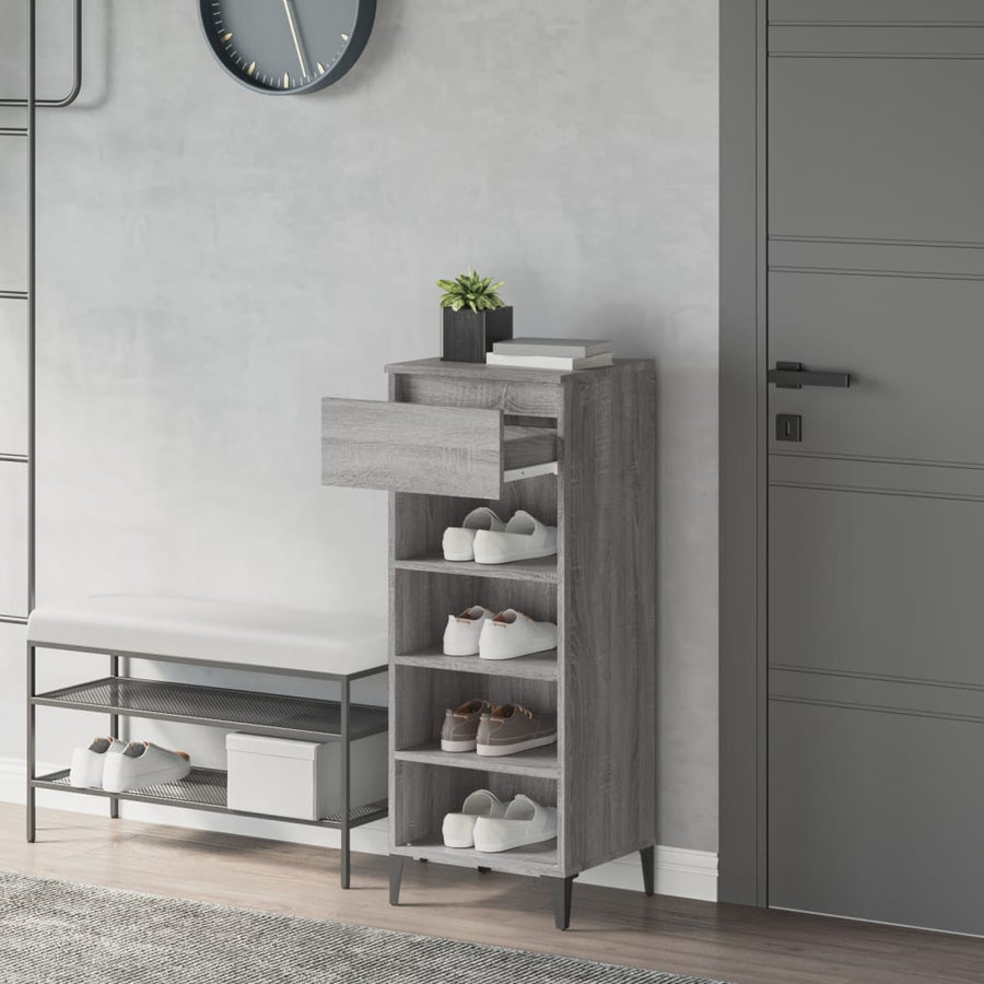 Schoenenrek 40X36X05 Cm Bewerkt Hout Eikenkleurig Grijs sonoma