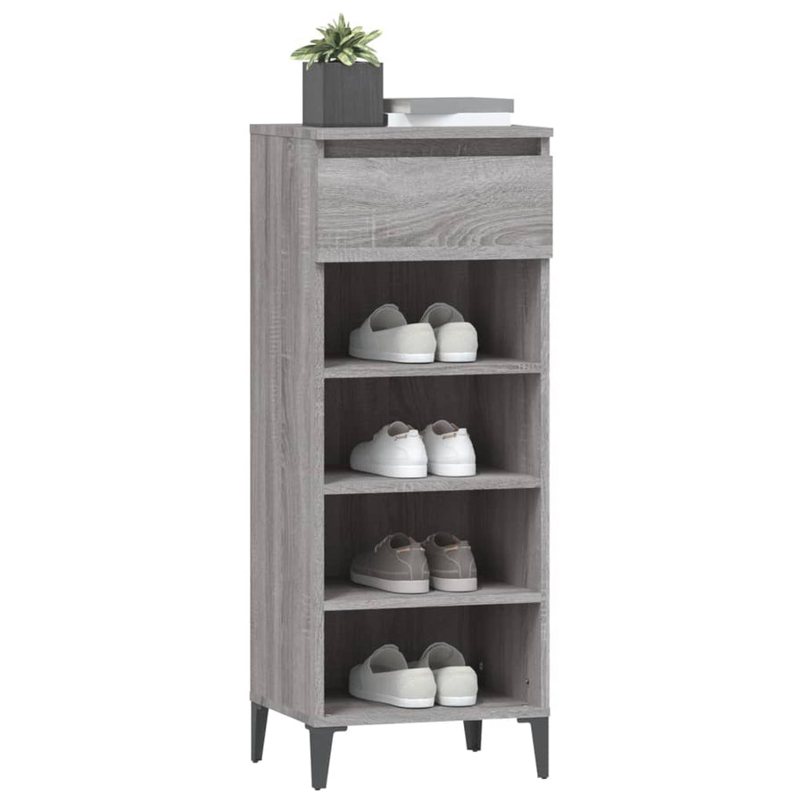 Schoenenrek 40X36X05 Cm Bewerkt Hout Eikenkleurig Grijs sonoma