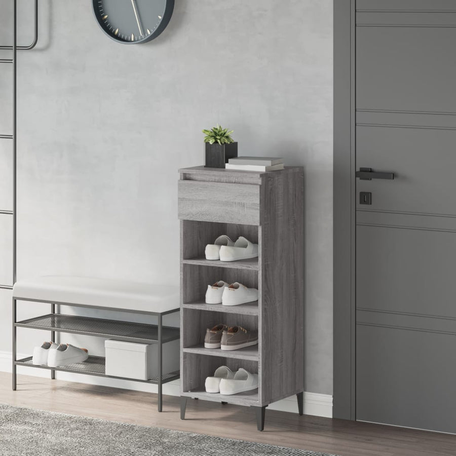 Schoenenrek 40X36X05 Cm Bewerkt Hout Eikenkleurig Grijs sonoma