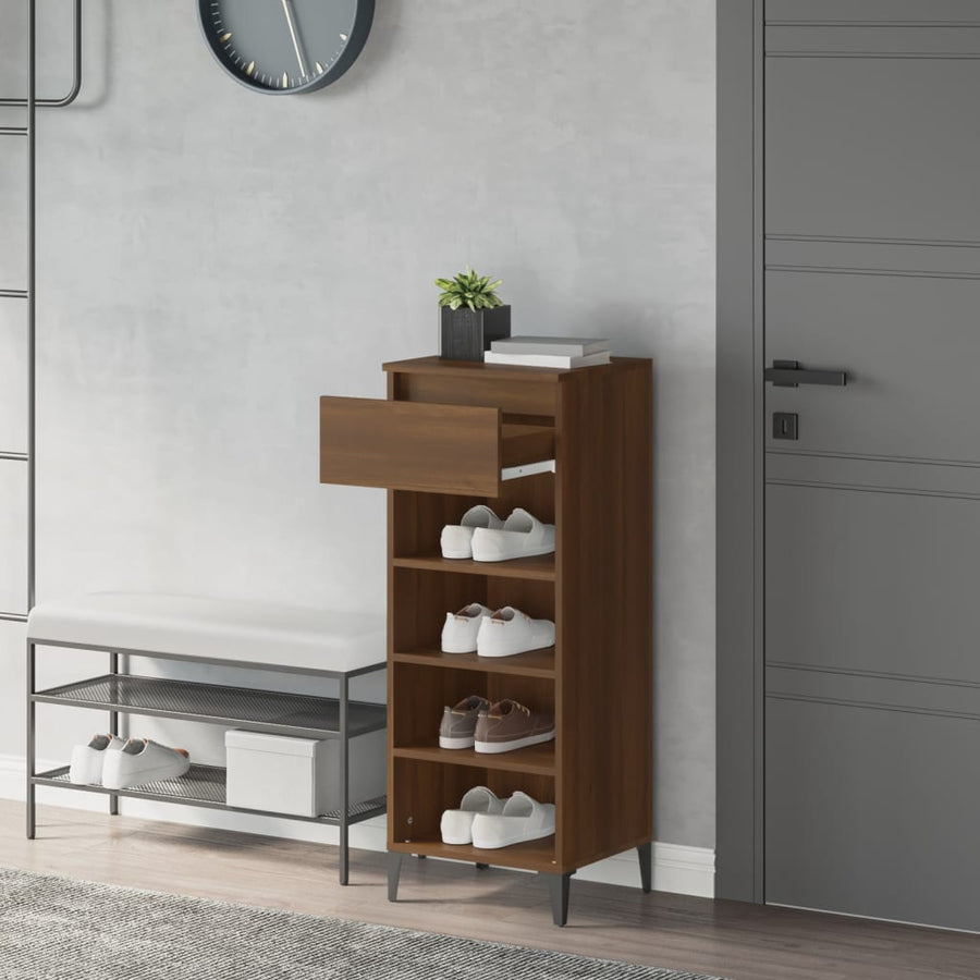 Schoenenrek 40X36X105 Cm Bewerkt Hout Bruin Eikenkleur