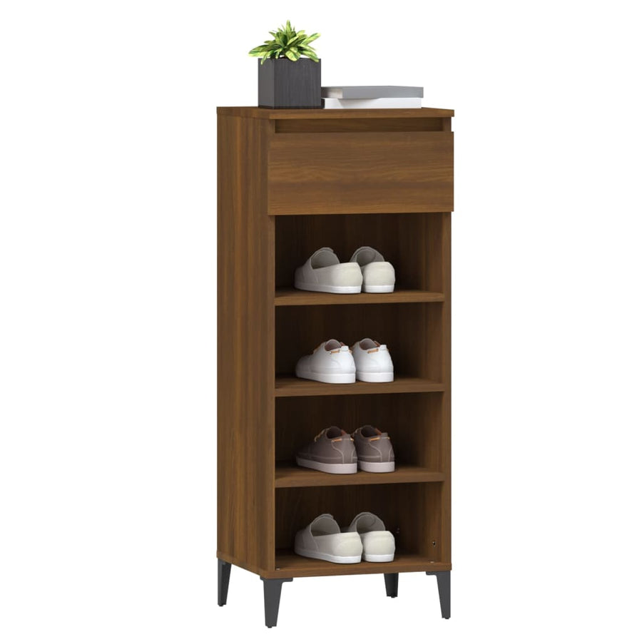 Schoenenrek 40X36X105 Cm Bewerkt Hout Bruin Eikenkleur