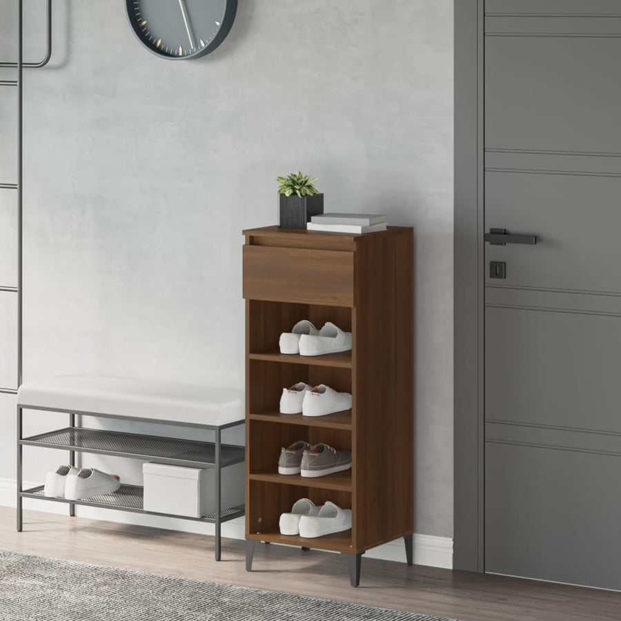 Schoenenrek 40X36X105 Cm Bewerkt Hout Bruin Eikenkleur